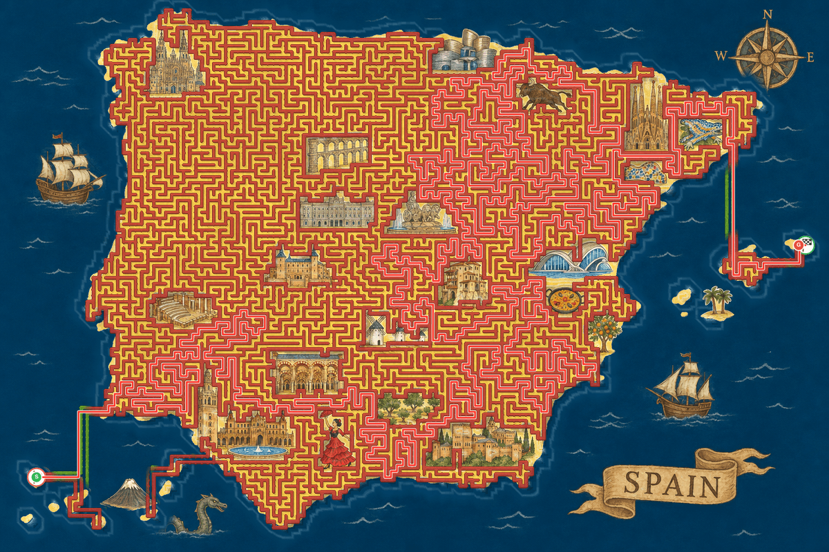 Spain maze solution path
