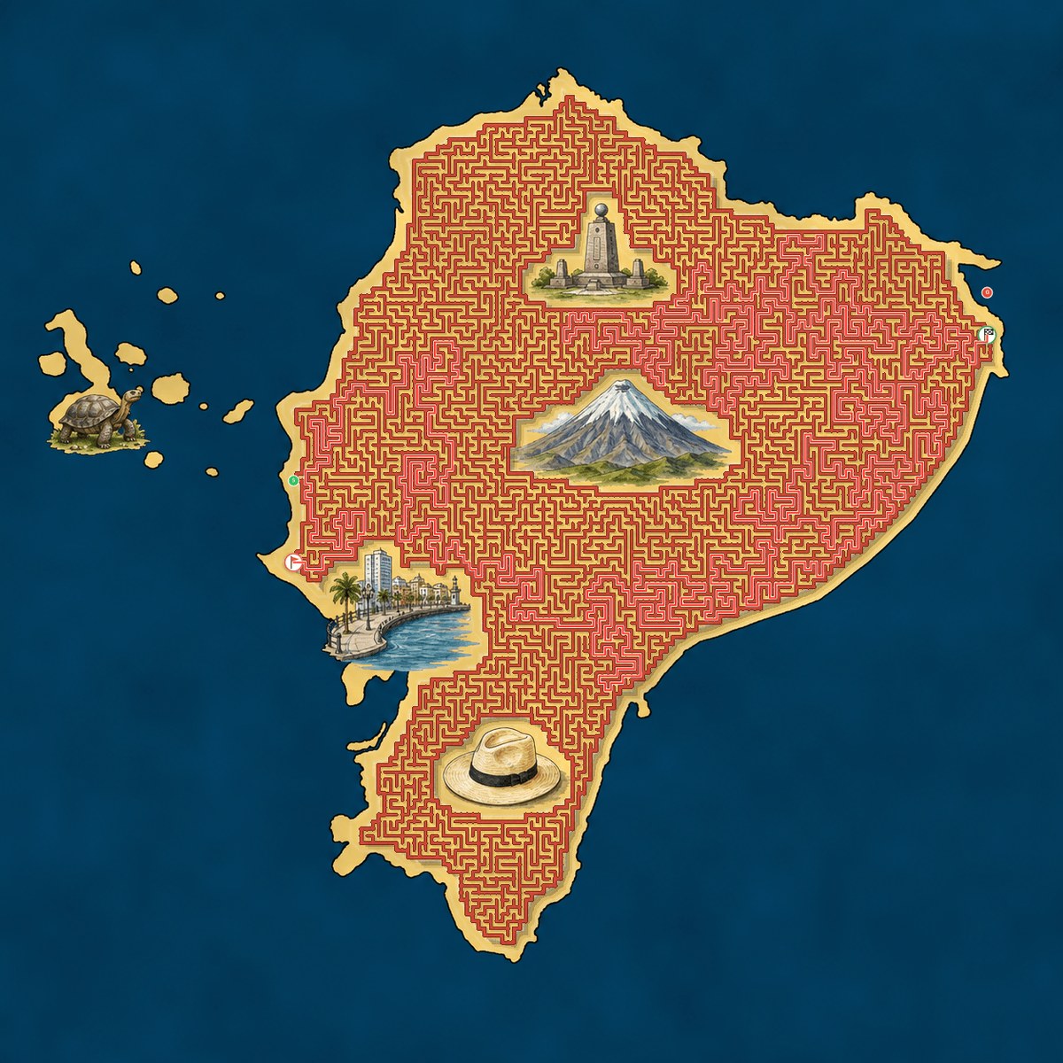 Ecuador maze solution path