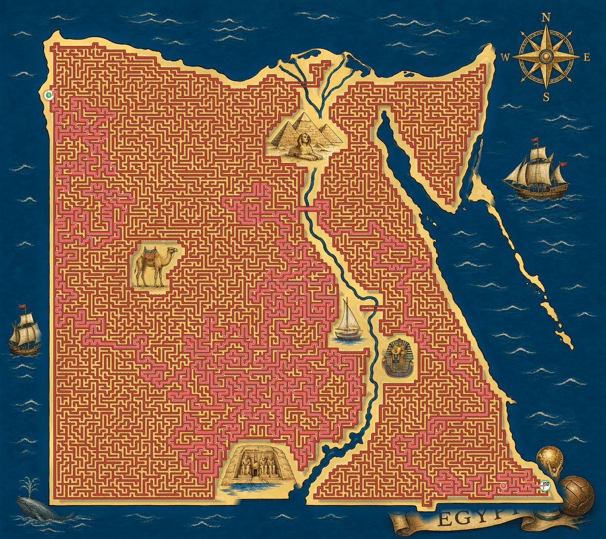 Egypt maze solution path