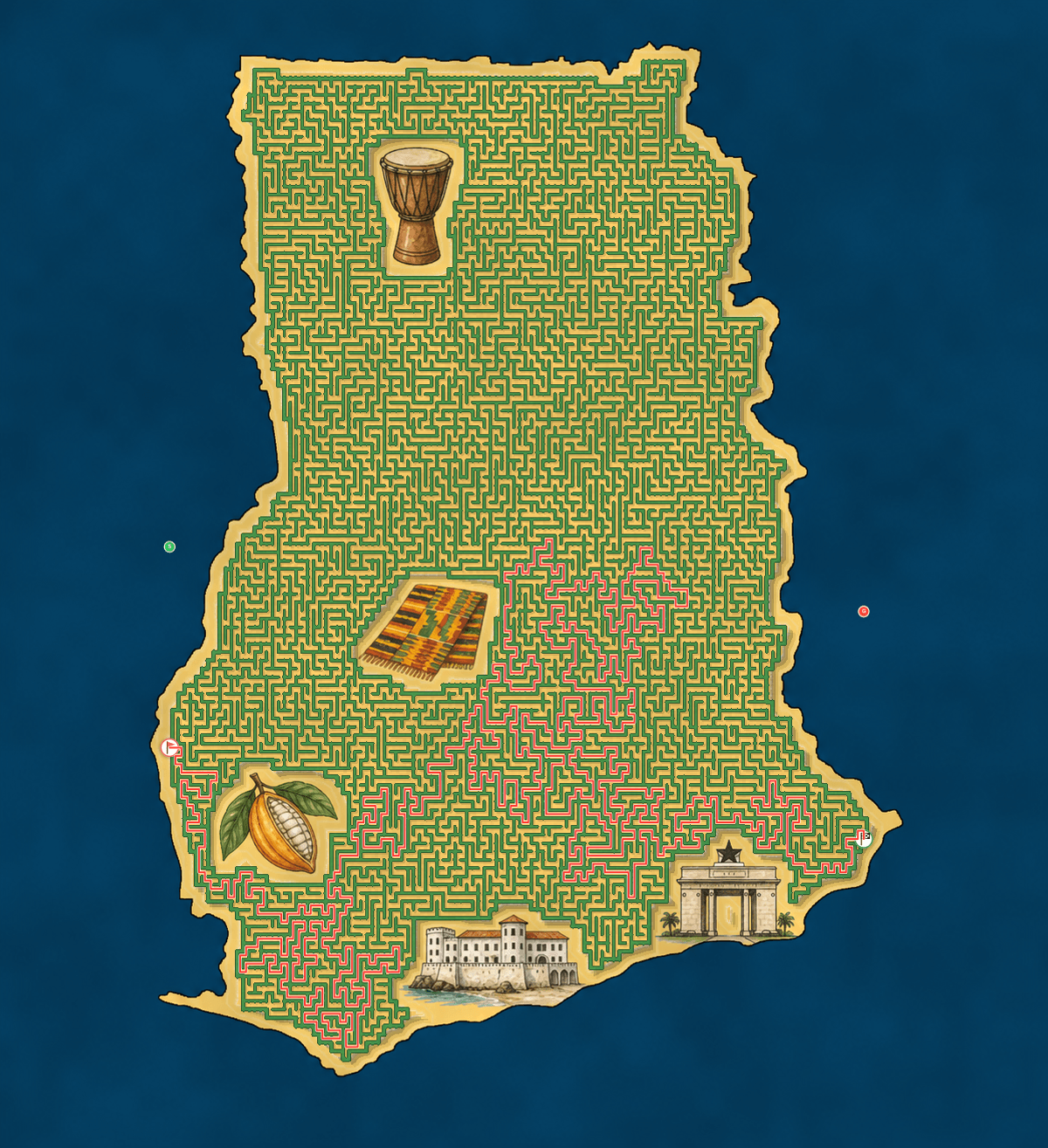 Ghana maze solution path