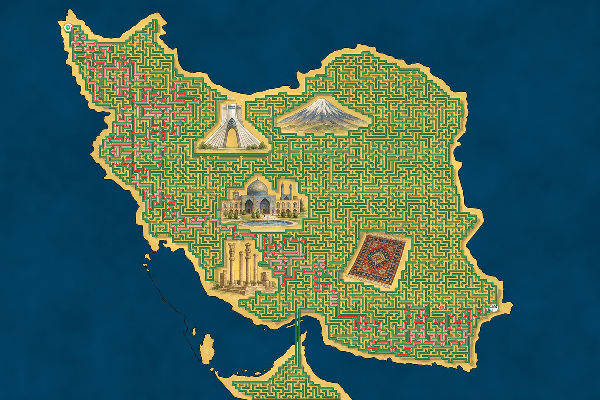 Iran maze solution path