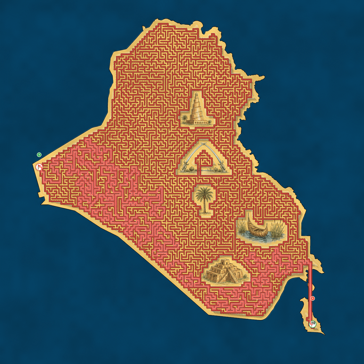 Iraq maze solution path