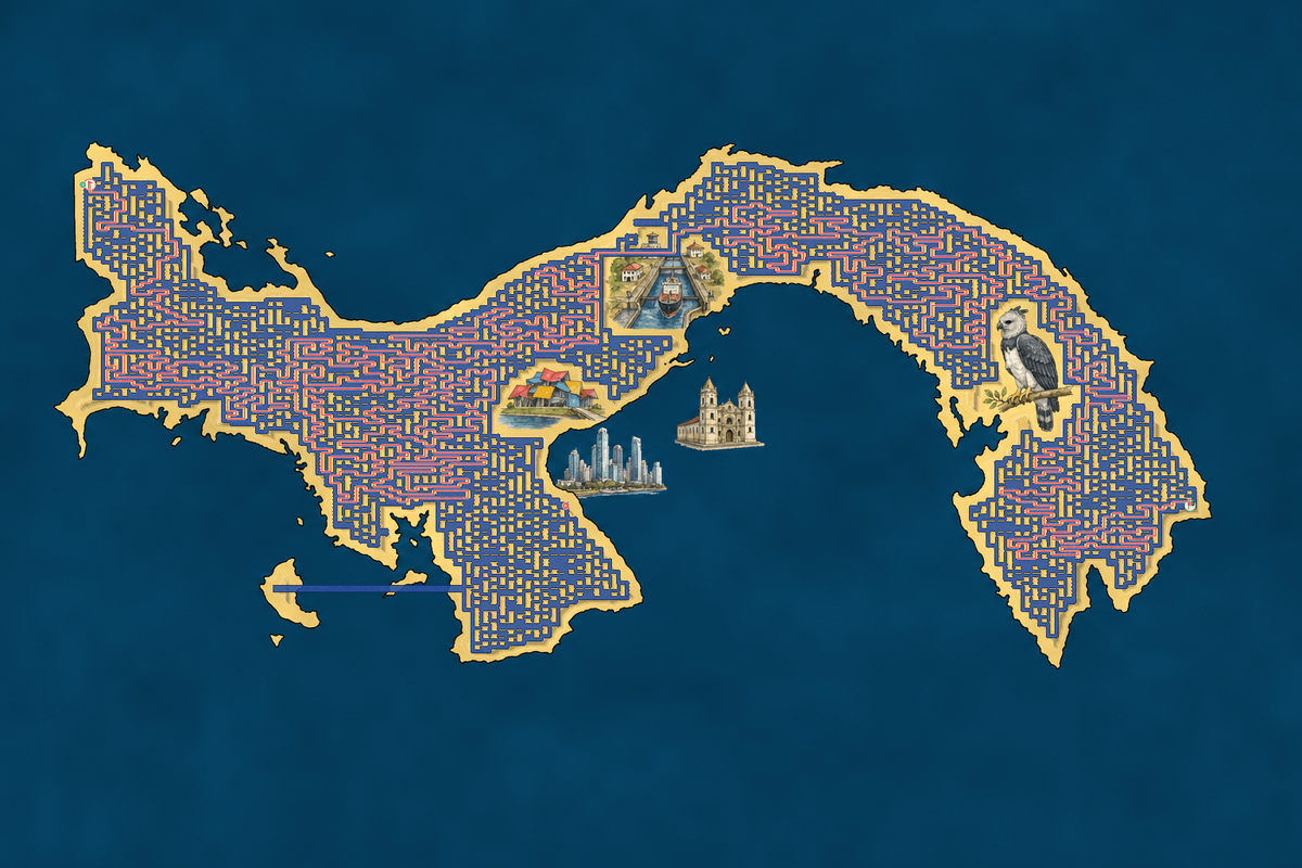 Panama maze solution path