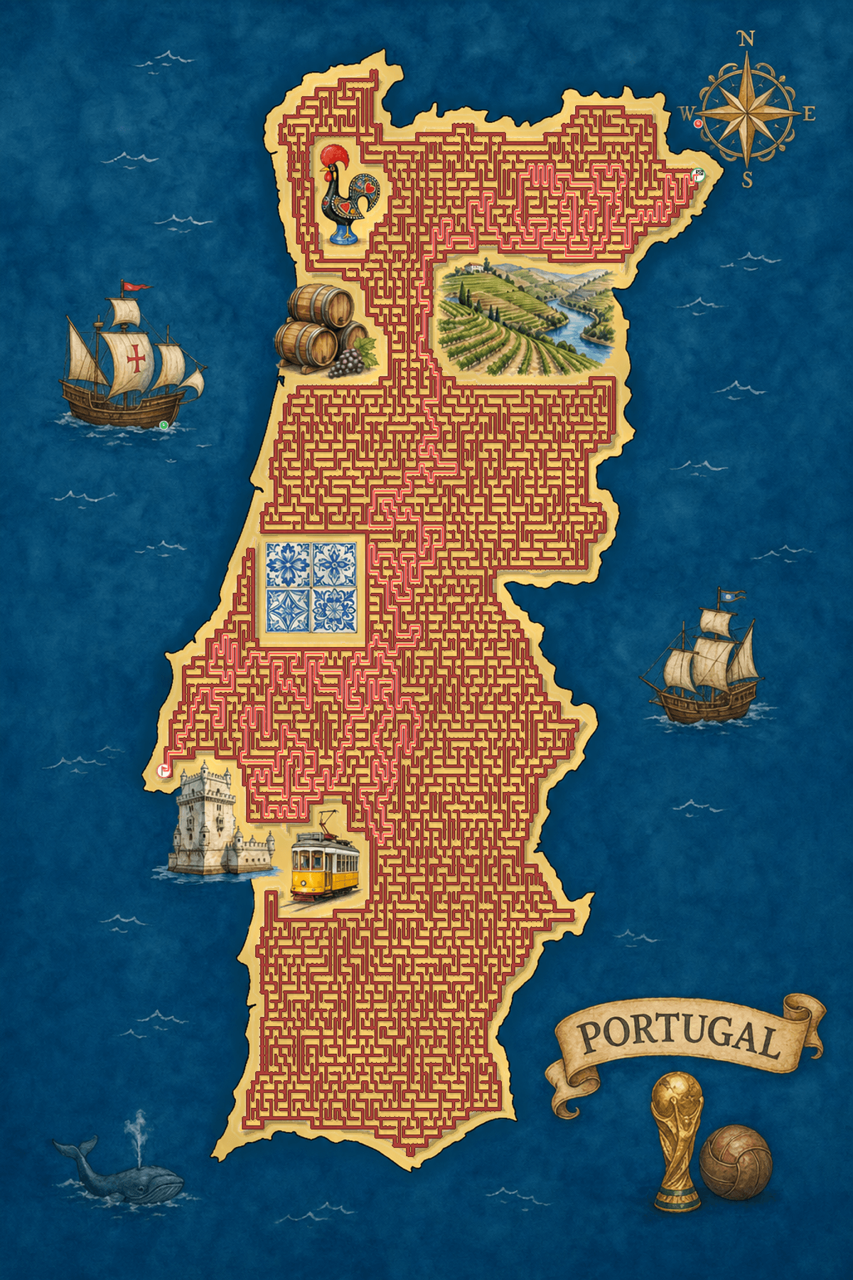 Portugal maze solution path