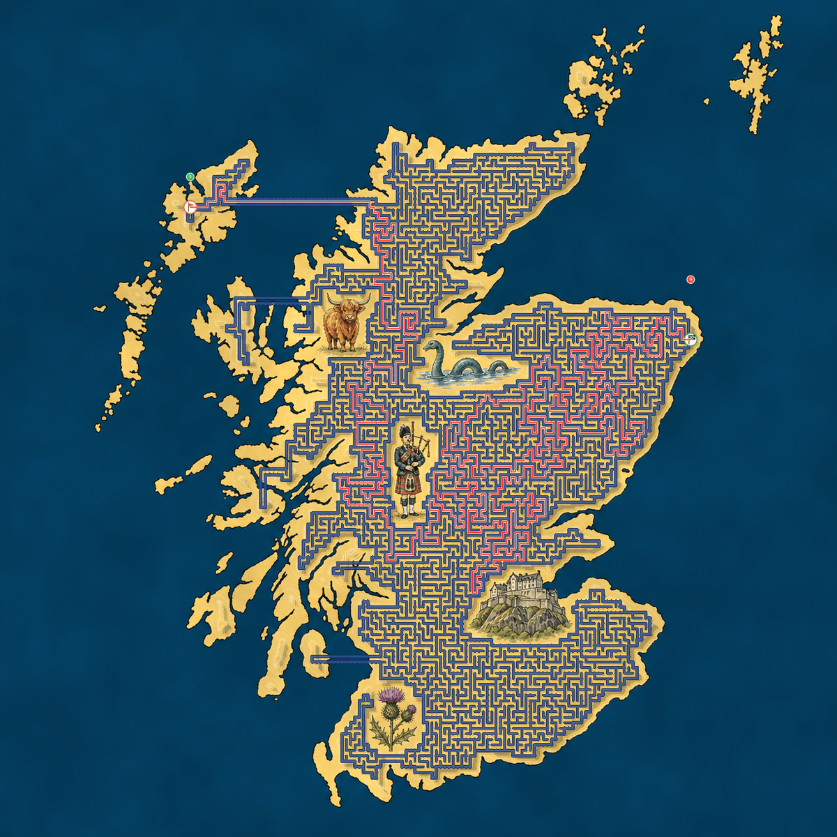 Scotland maze solution path