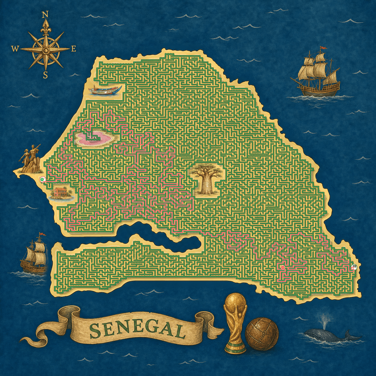 Senegal maze solution path
