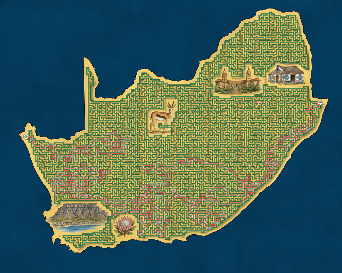 South Africa maze solution path