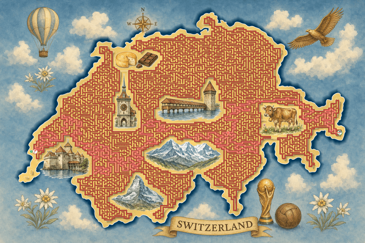 Switzerland maze solution path