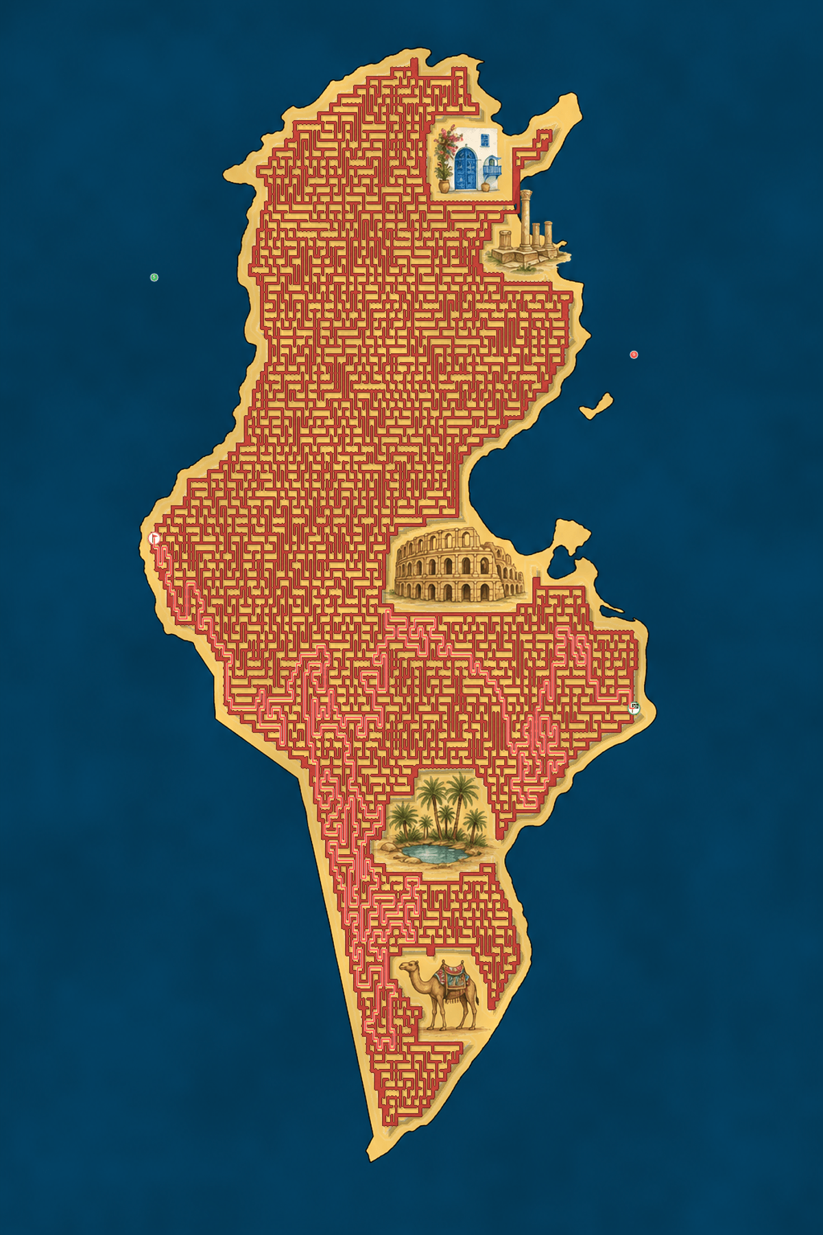 Tunisia maze solution path