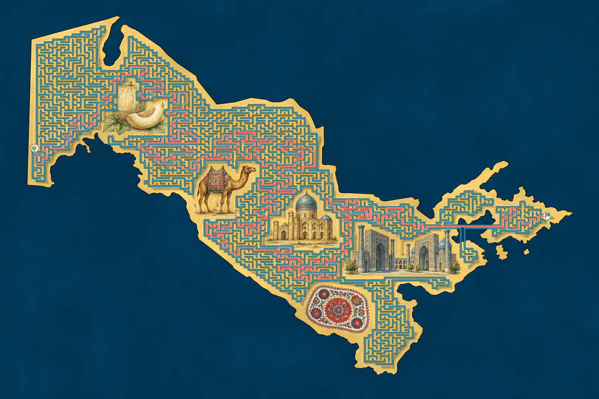 Uzbekistan maze solution path
