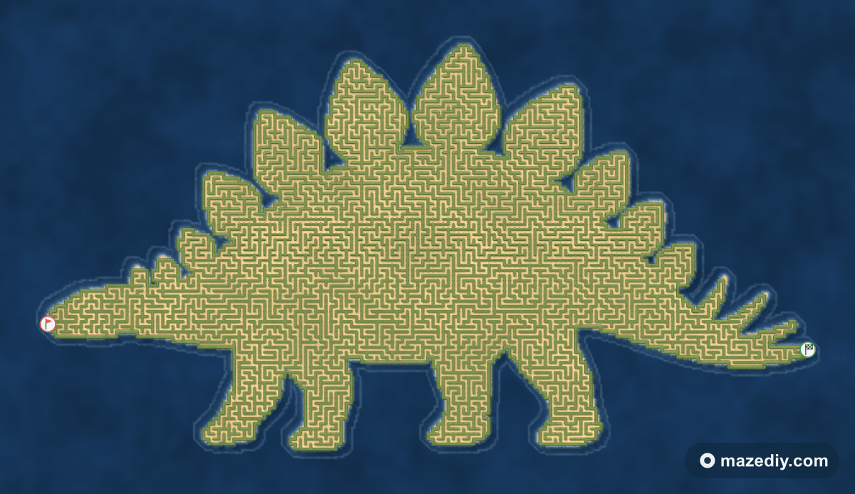 Stegosaurus maze — free printable for kids