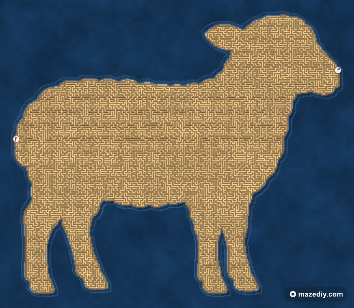 Lamb maze — free printable