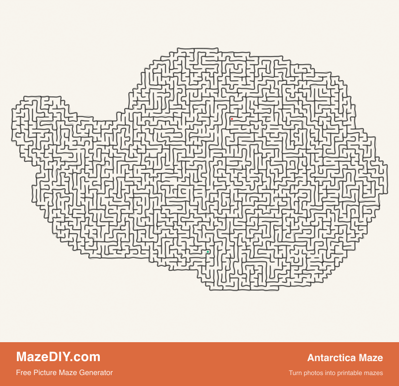Antarctica Maze — free maze worksheet Antarctica Maze — printable picture maze