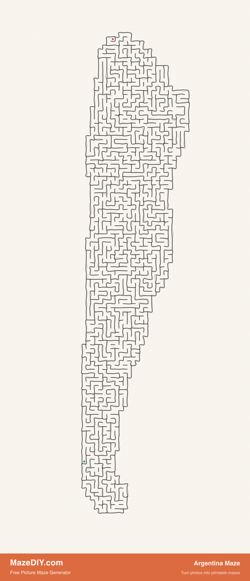 Argentina Maze — free maze worksheet Argentina Maze — printable picture maze