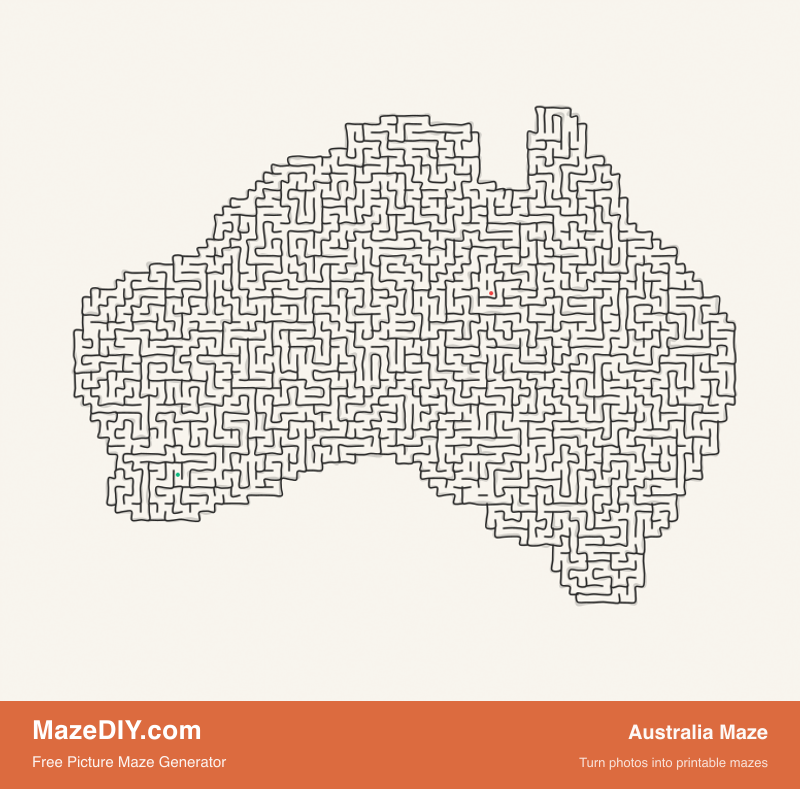 Australia Maze — free maze worksheet Australia Maze — printable picture maze