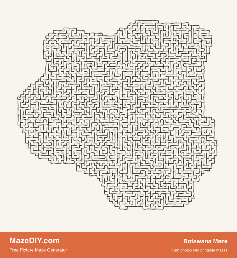 Botswana Maze — free maze worksheet Botswana Maze — printable picture maze