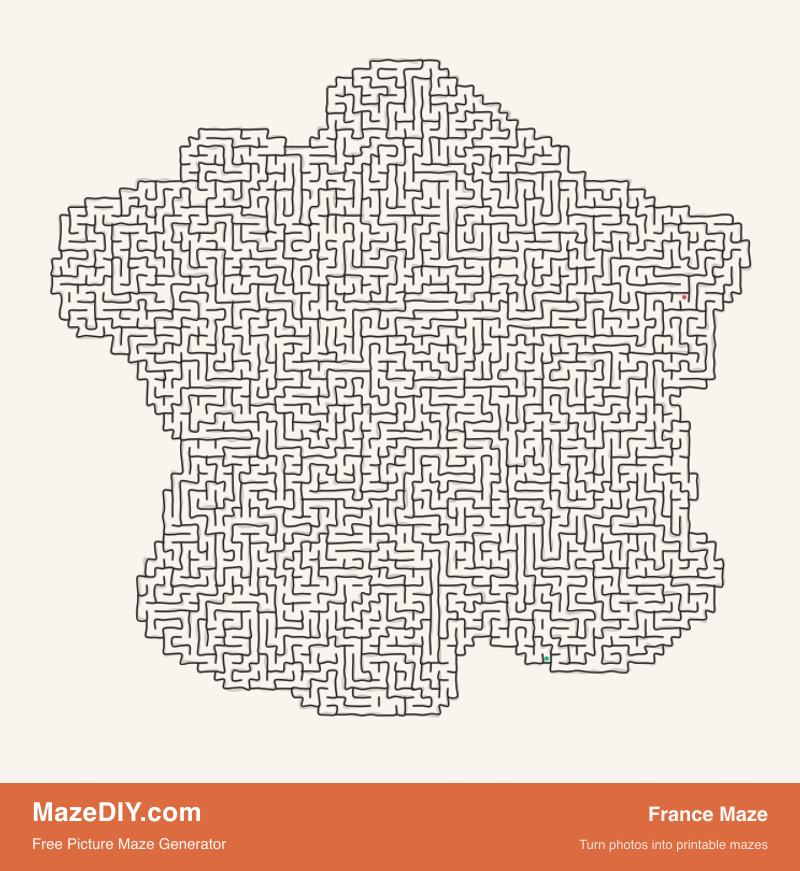 France Maze — free maze worksheet France Maze — printable picture maze