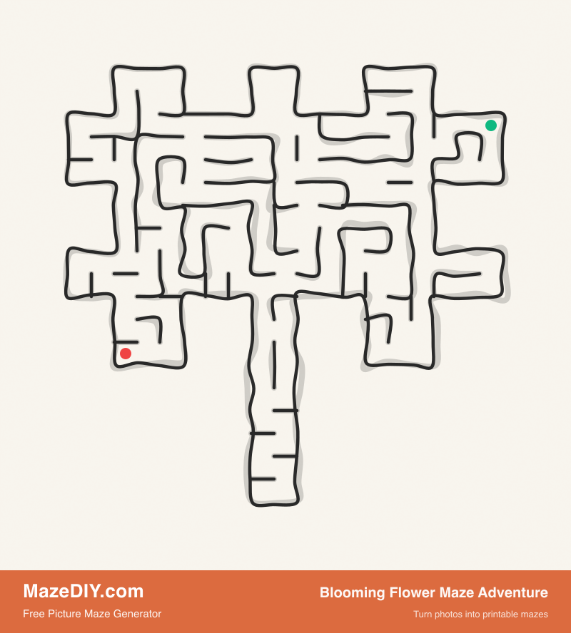 Blooming Flower Maze Adventure — free maze worksheet Blooming Flower Maze Adventure — printable picture maze