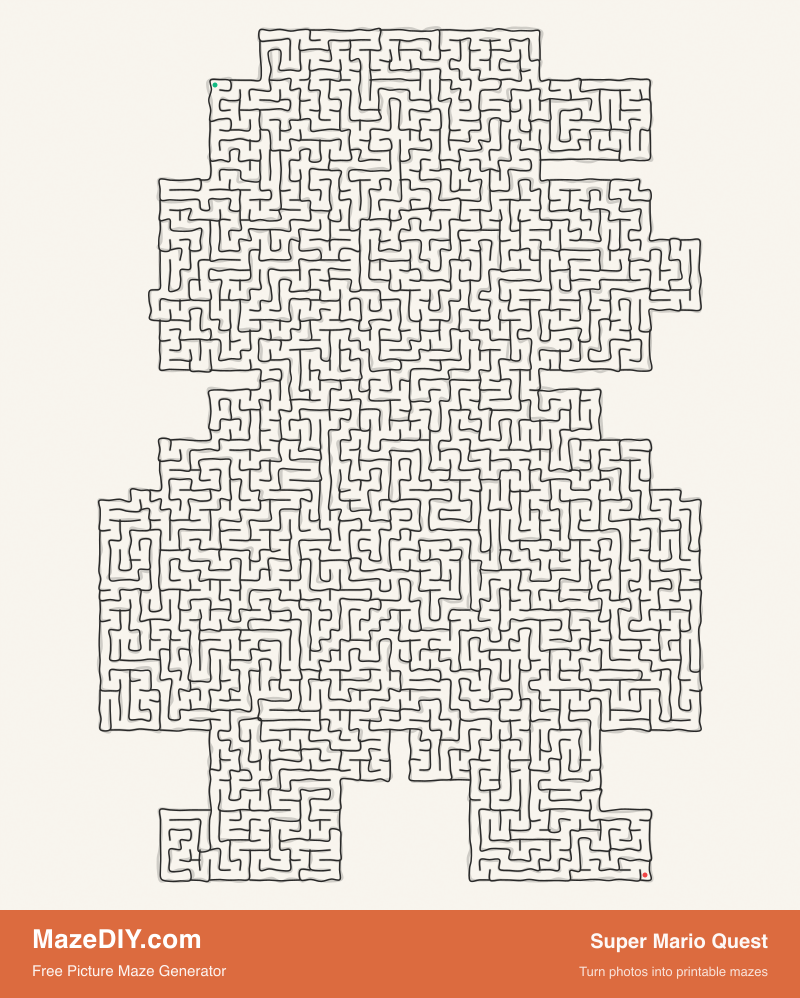 Super Mario Quest — free maze worksheet Super Mario Quest — printable picture maze