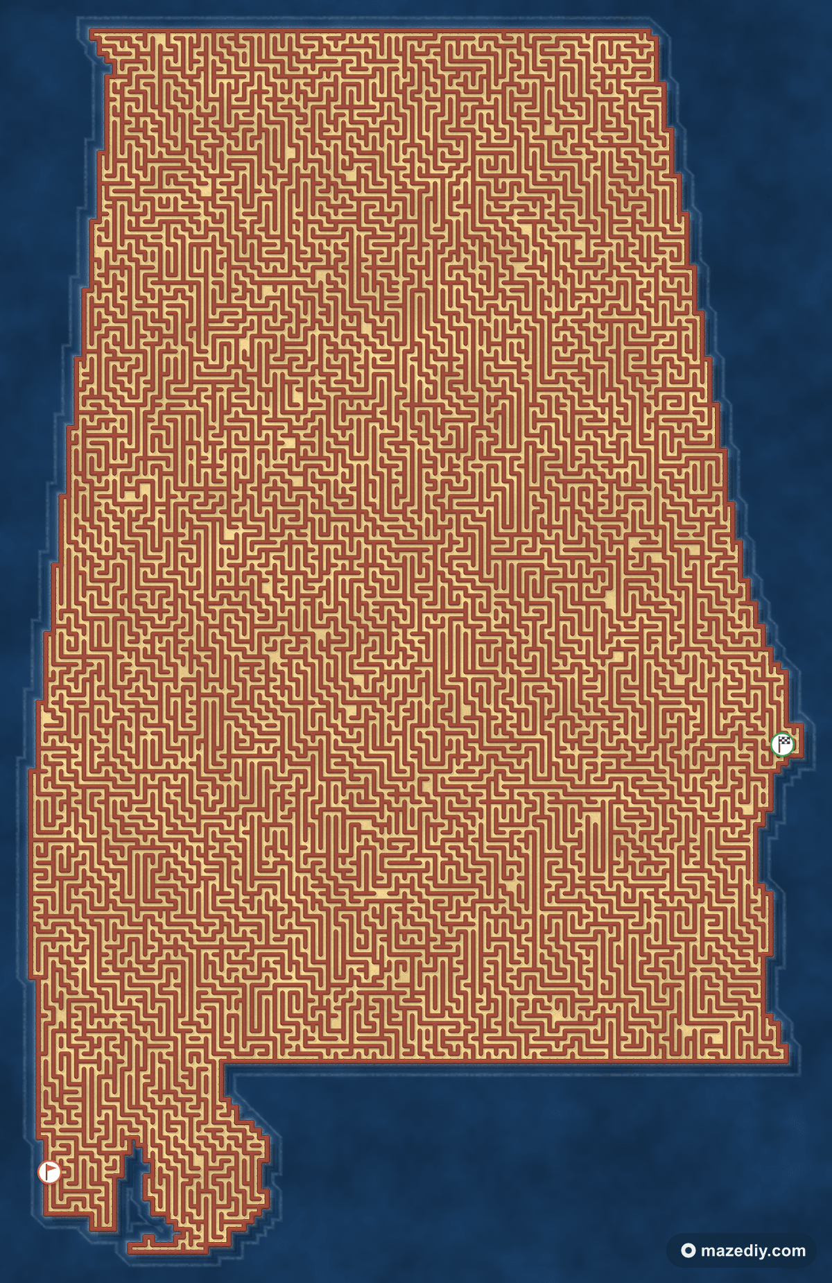 Alabama shaped maze thumbnail