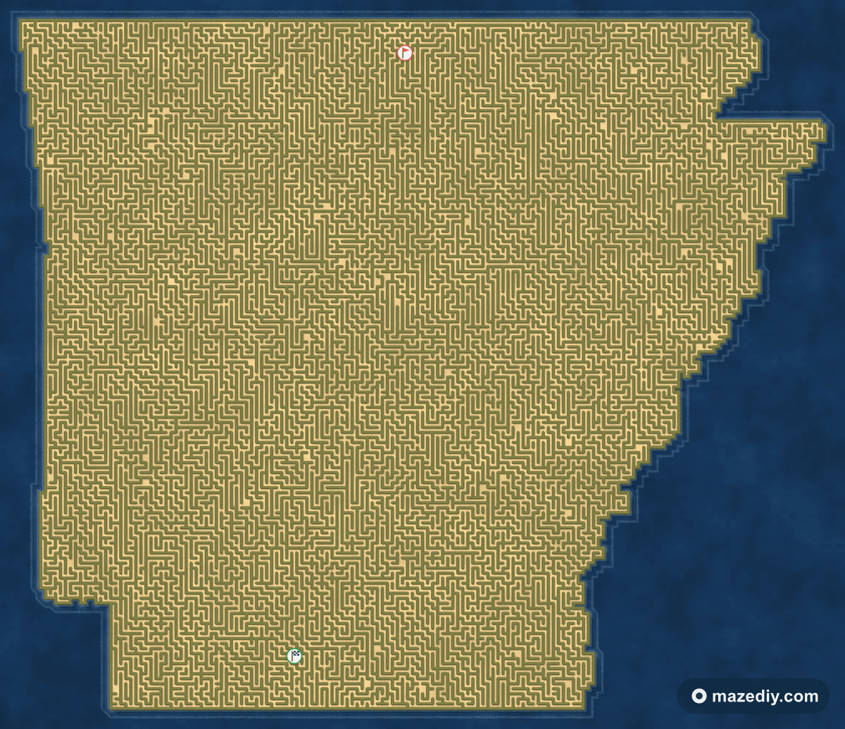 Arkansas shaped maze thumbnail