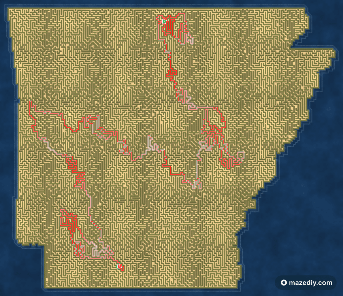 Arkansas maze solution path