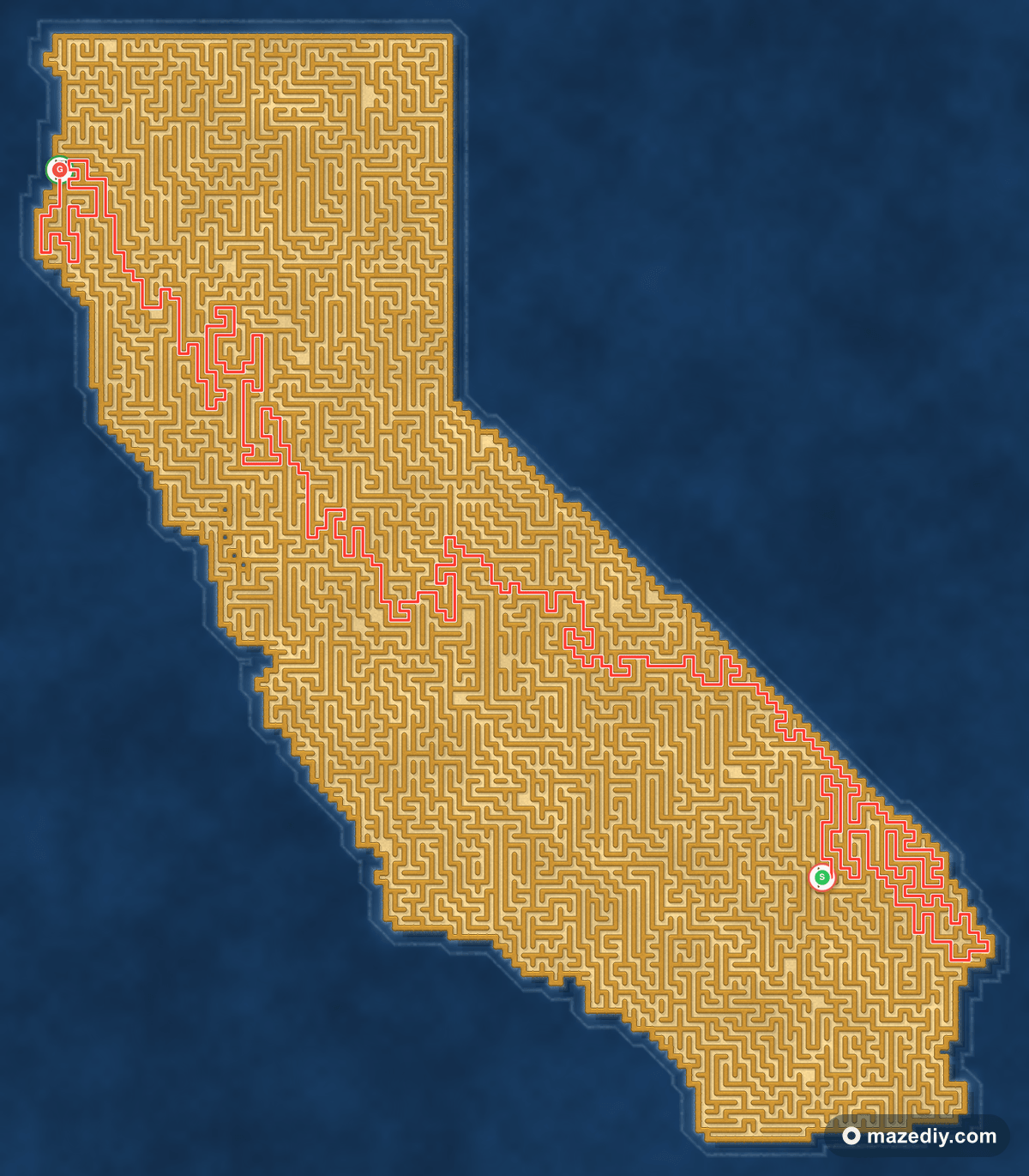 California maze solution path