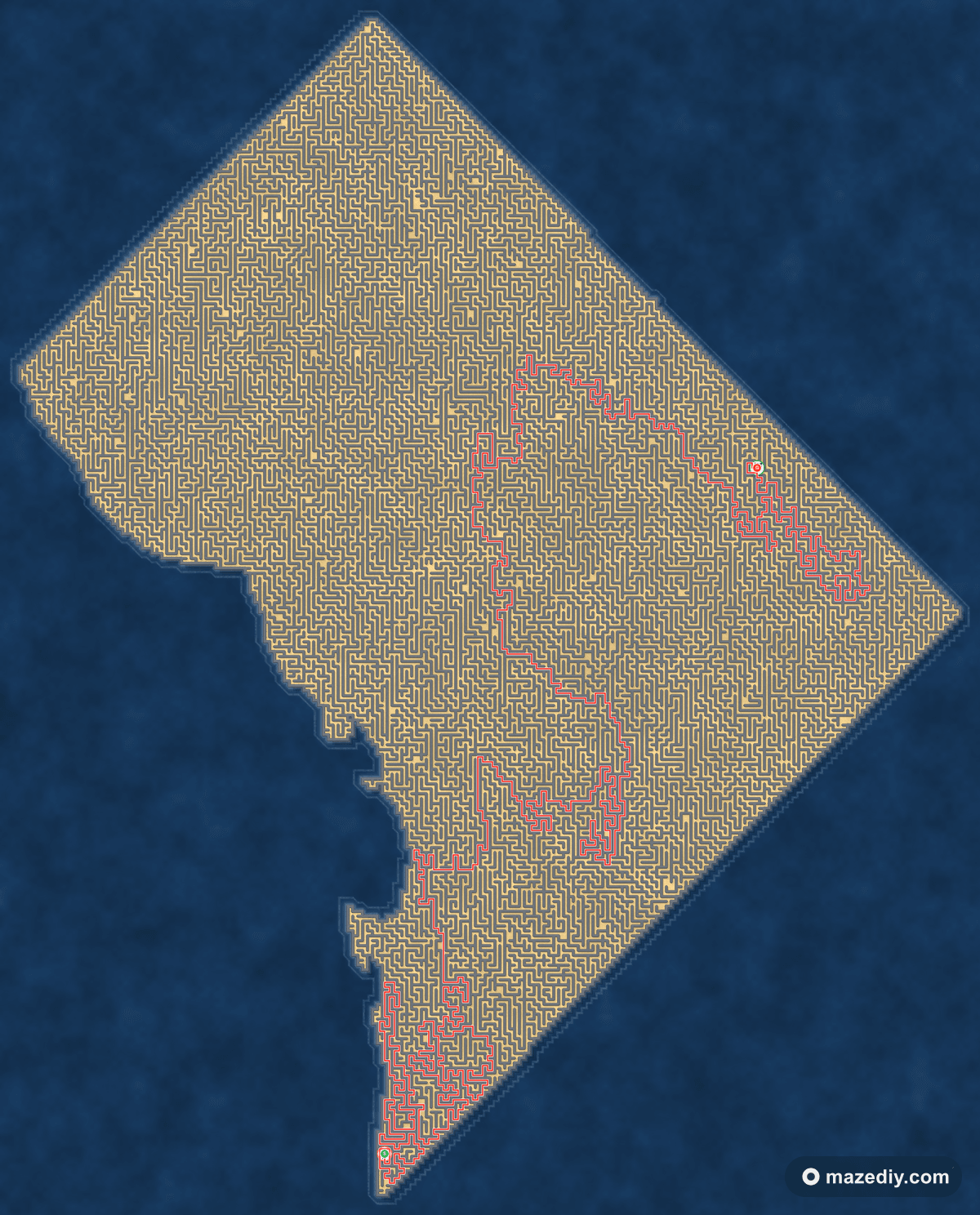 Washington, D.C. maze solution path