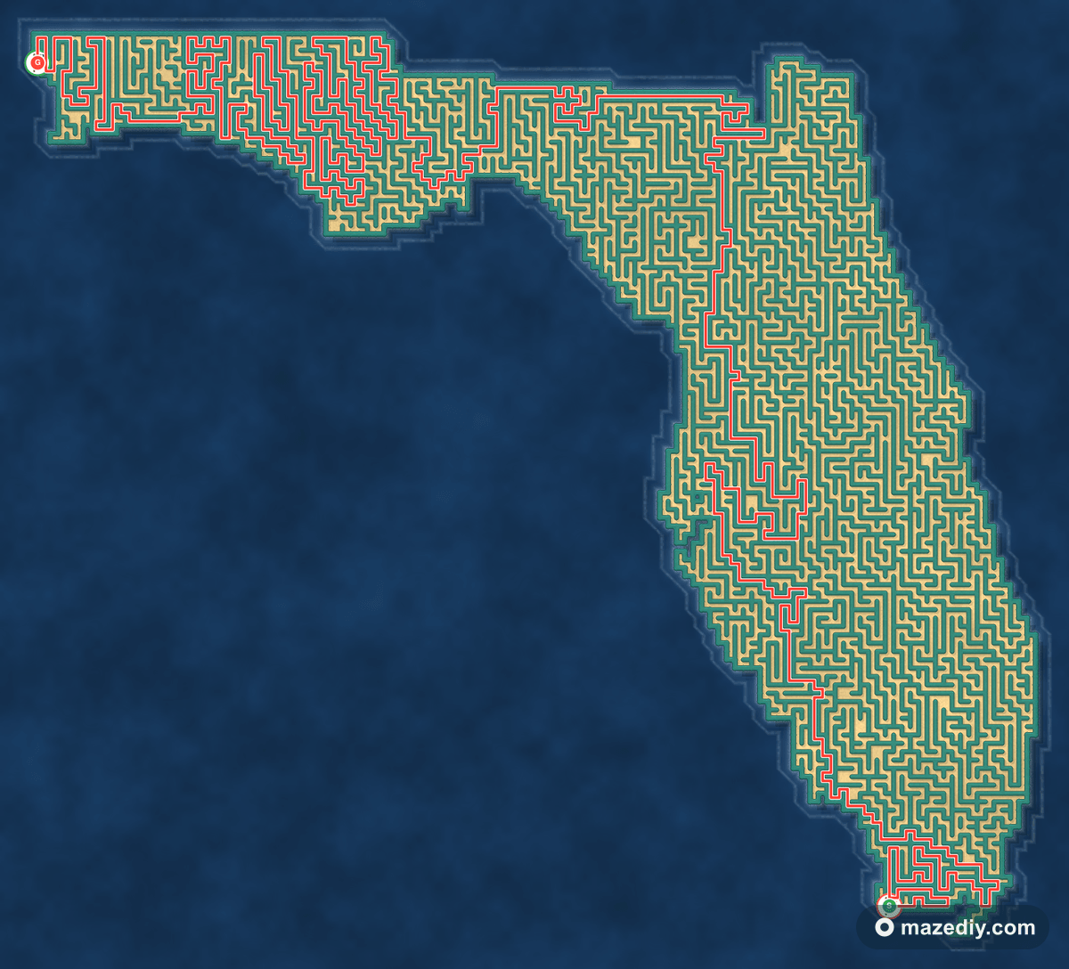 Florida maze solution path