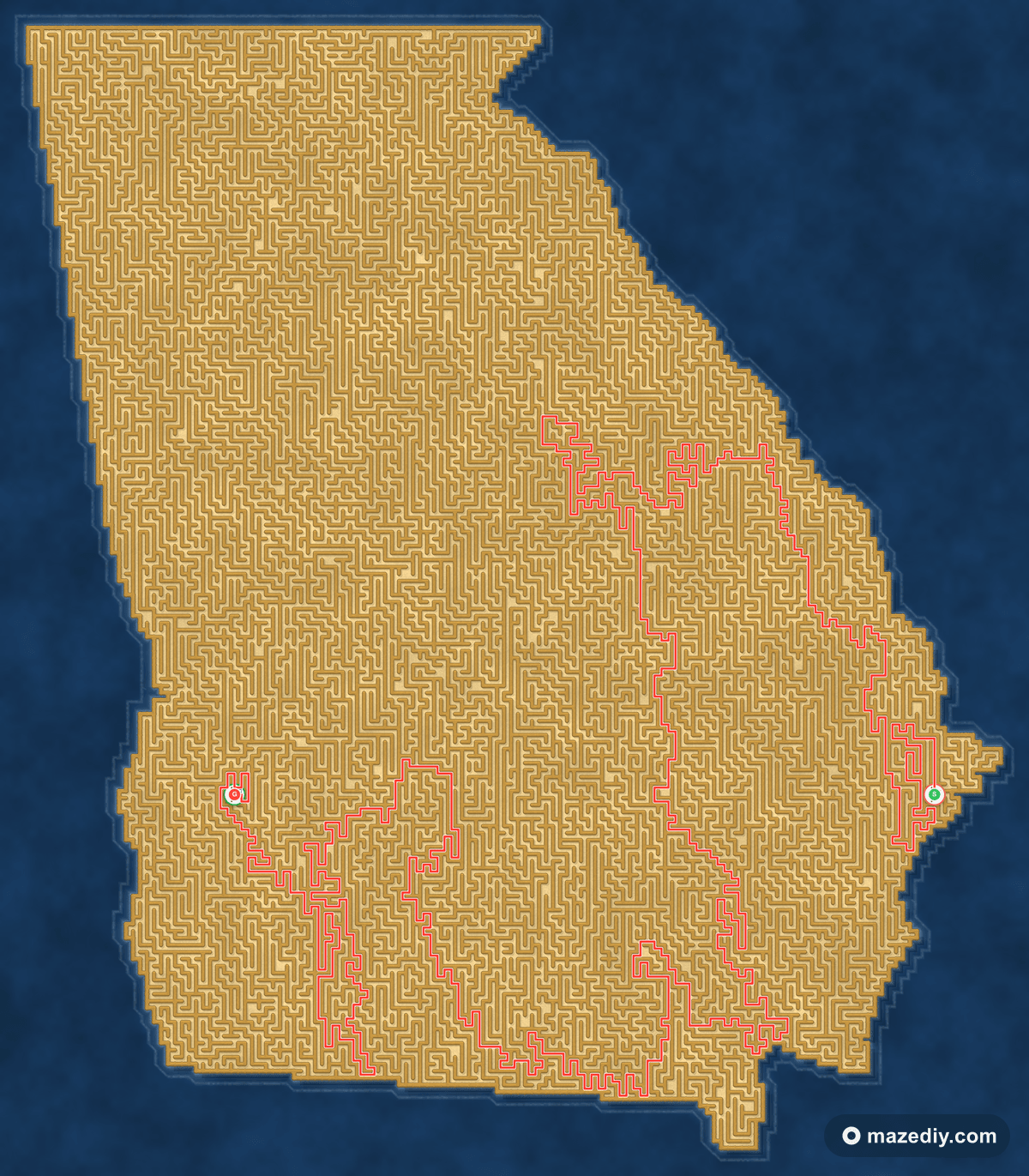 Georgia maze solution path