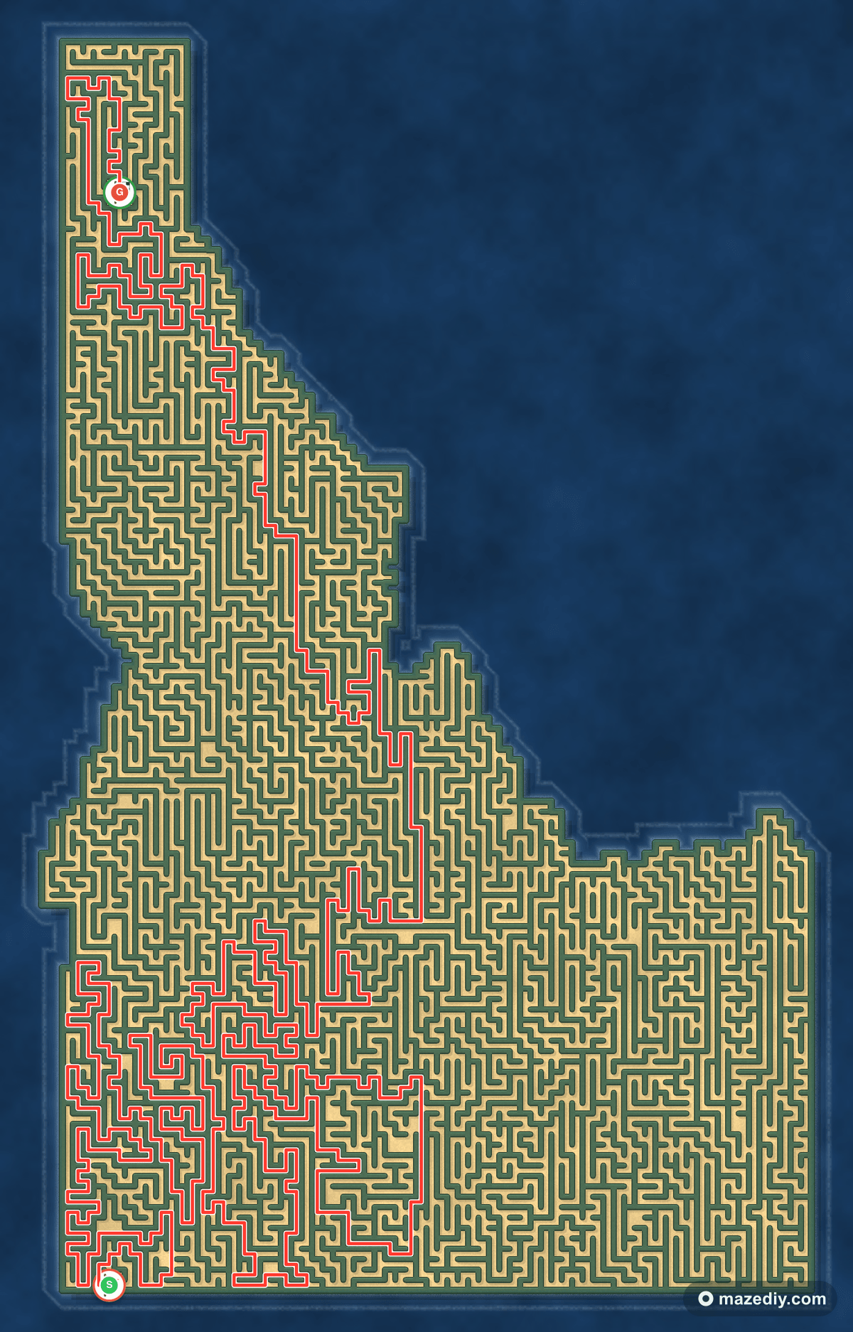 Idaho maze solution path