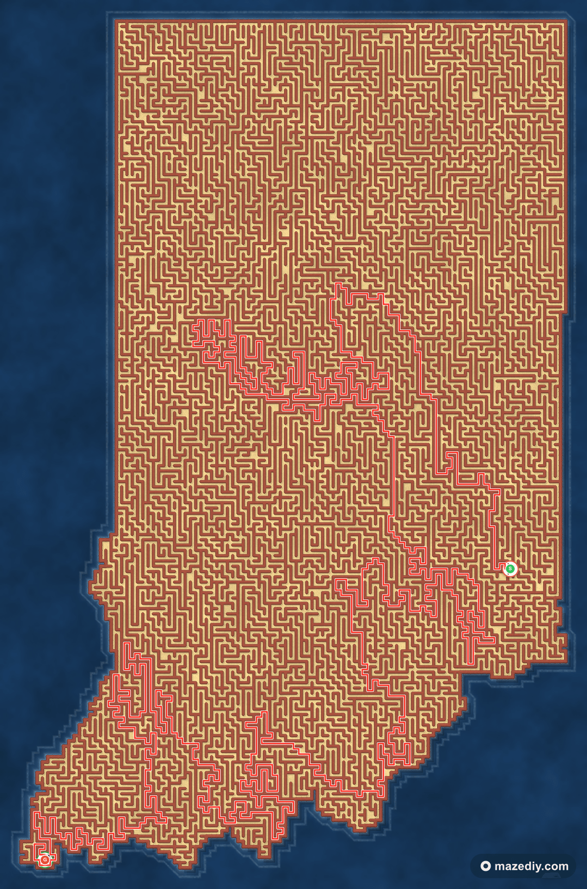 Indiana maze solution path