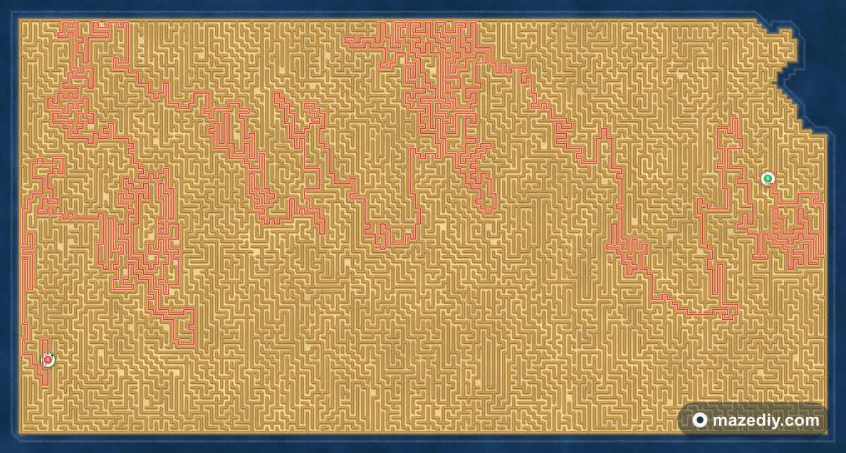 Kansas maze solution path