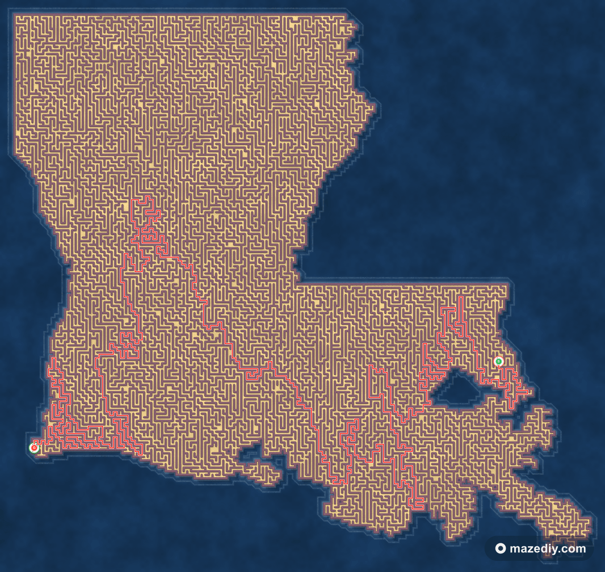 Louisiana maze solution path