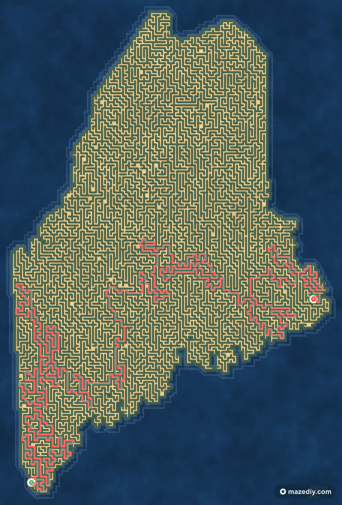 Maine maze solution path