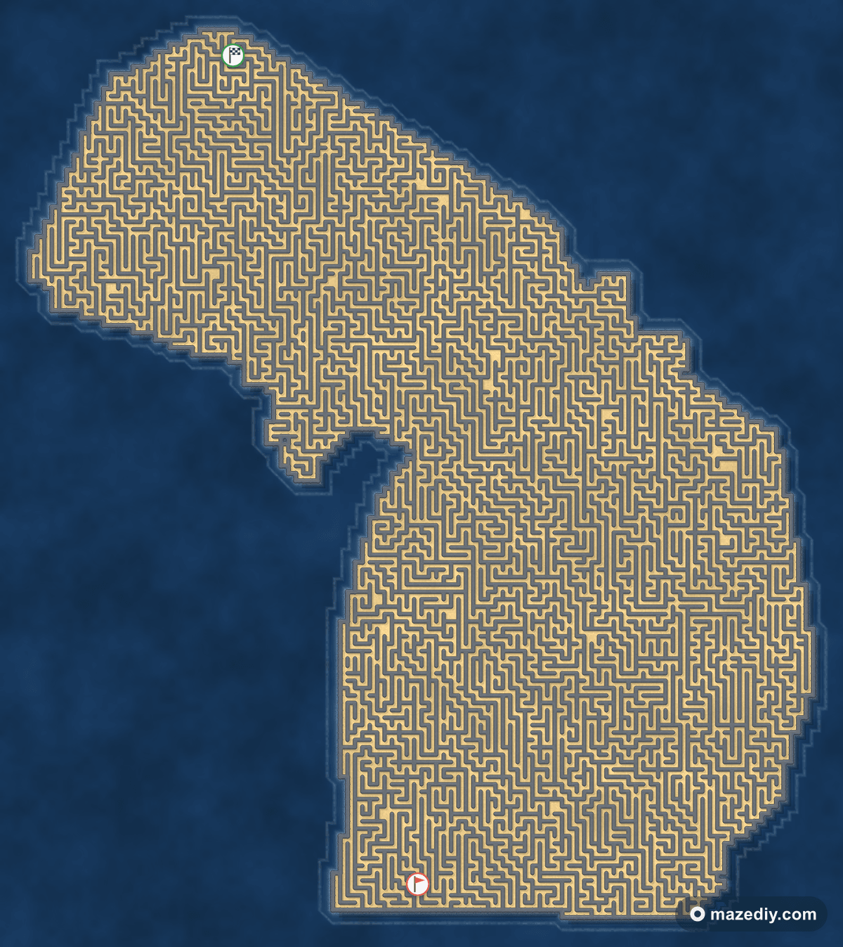 Michigan shaped maze thumbnail