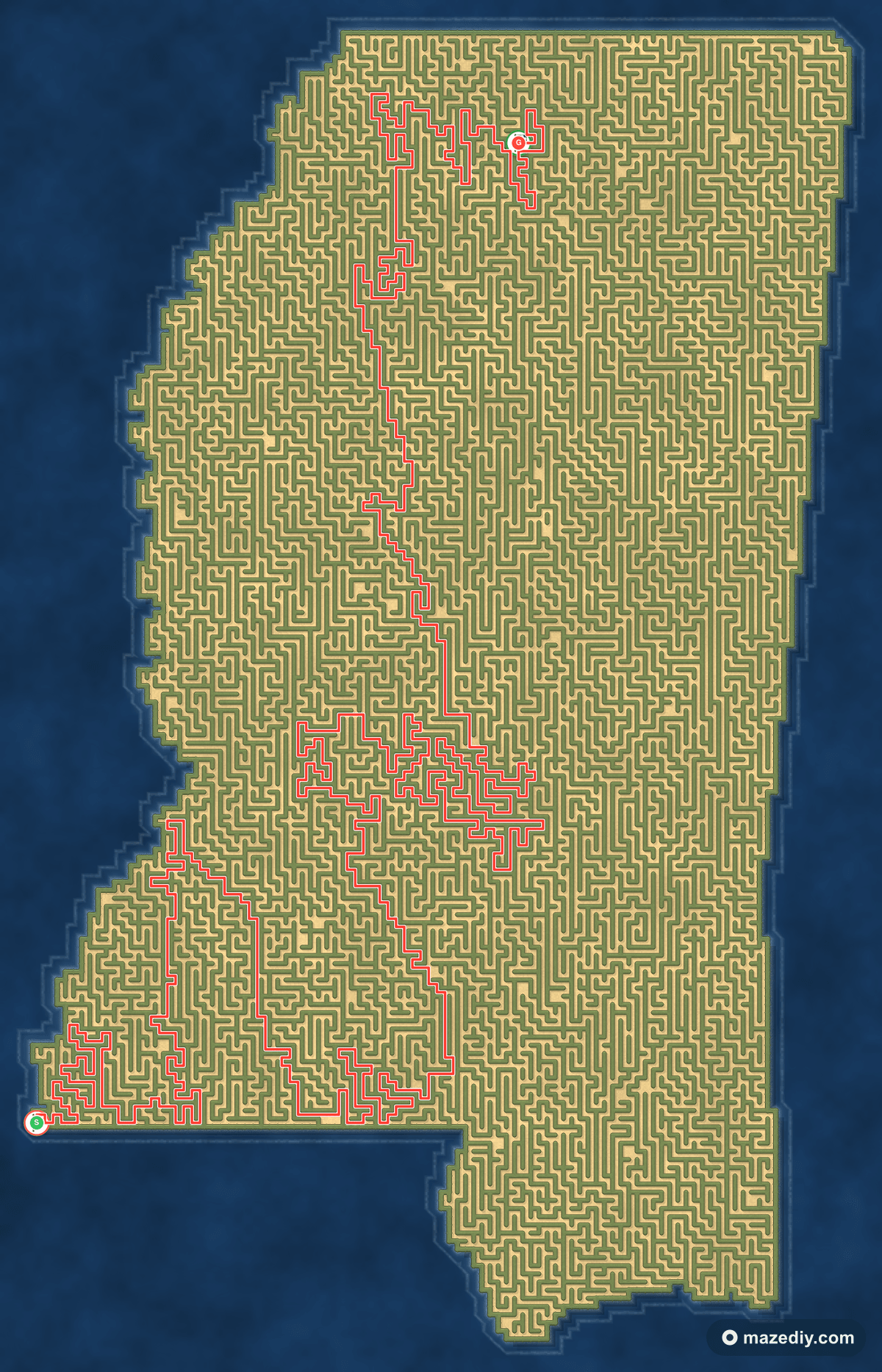 Mississippi maze solution path