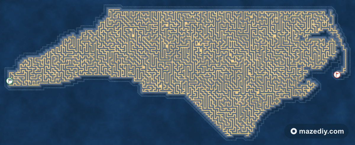 North Carolina shaped maze thumbnail