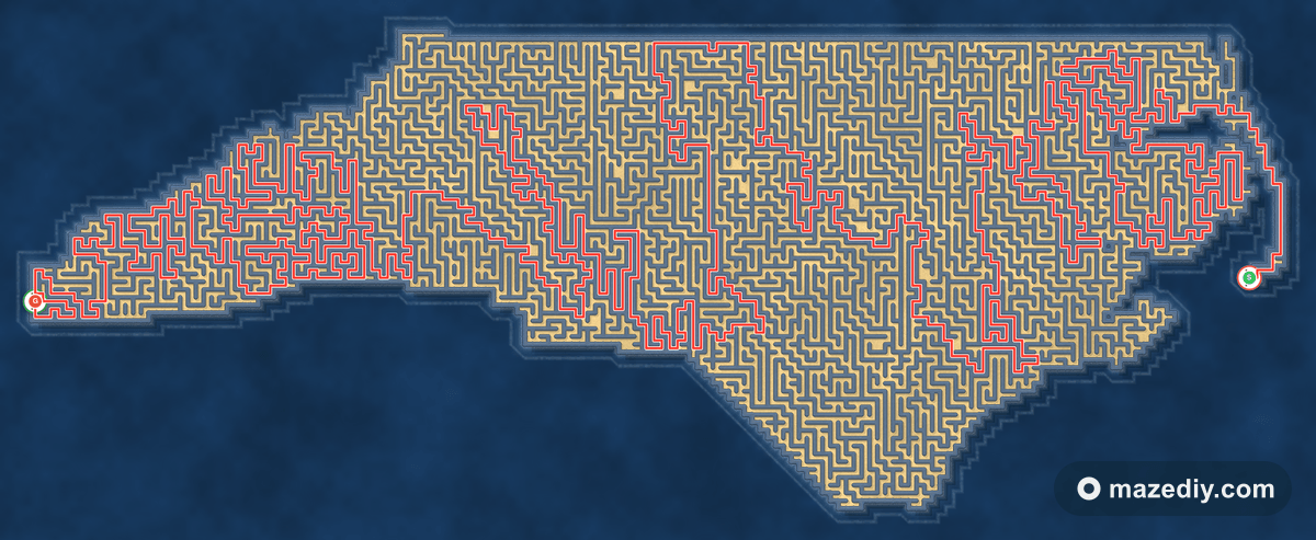 North Carolina maze solution path