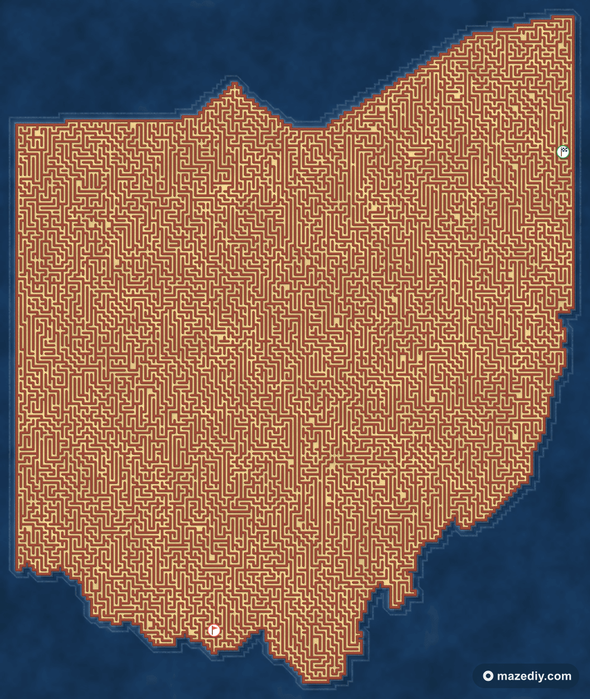 Ohio shaped maze thumbnail
