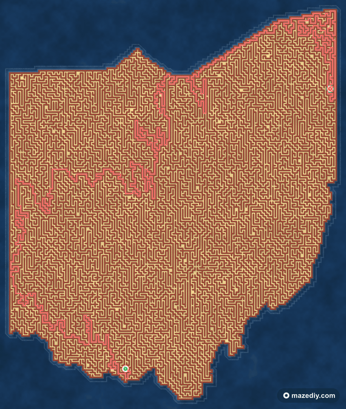 Ohio maze solution path