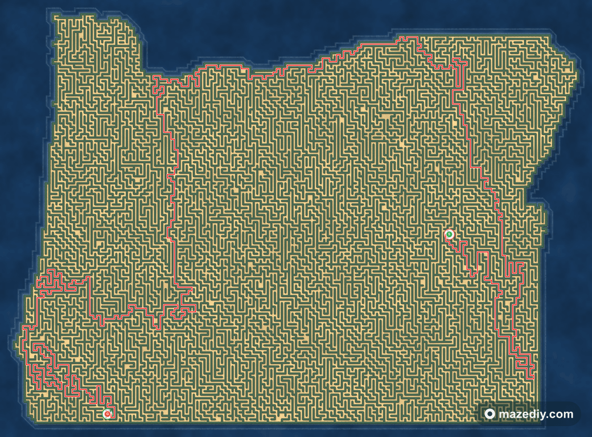 Oregon maze solution path