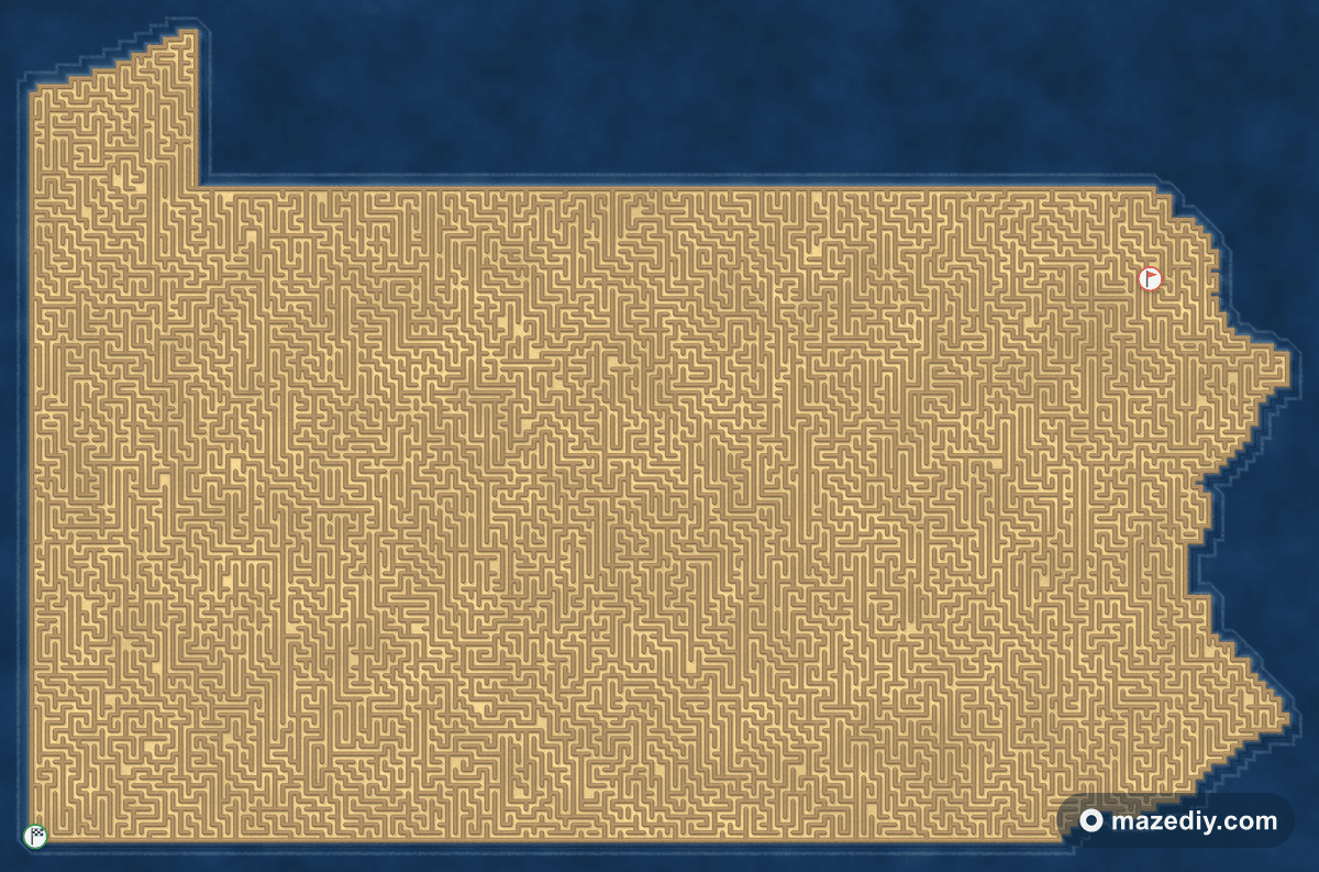 Pennsylvania shaped maze thumbnail