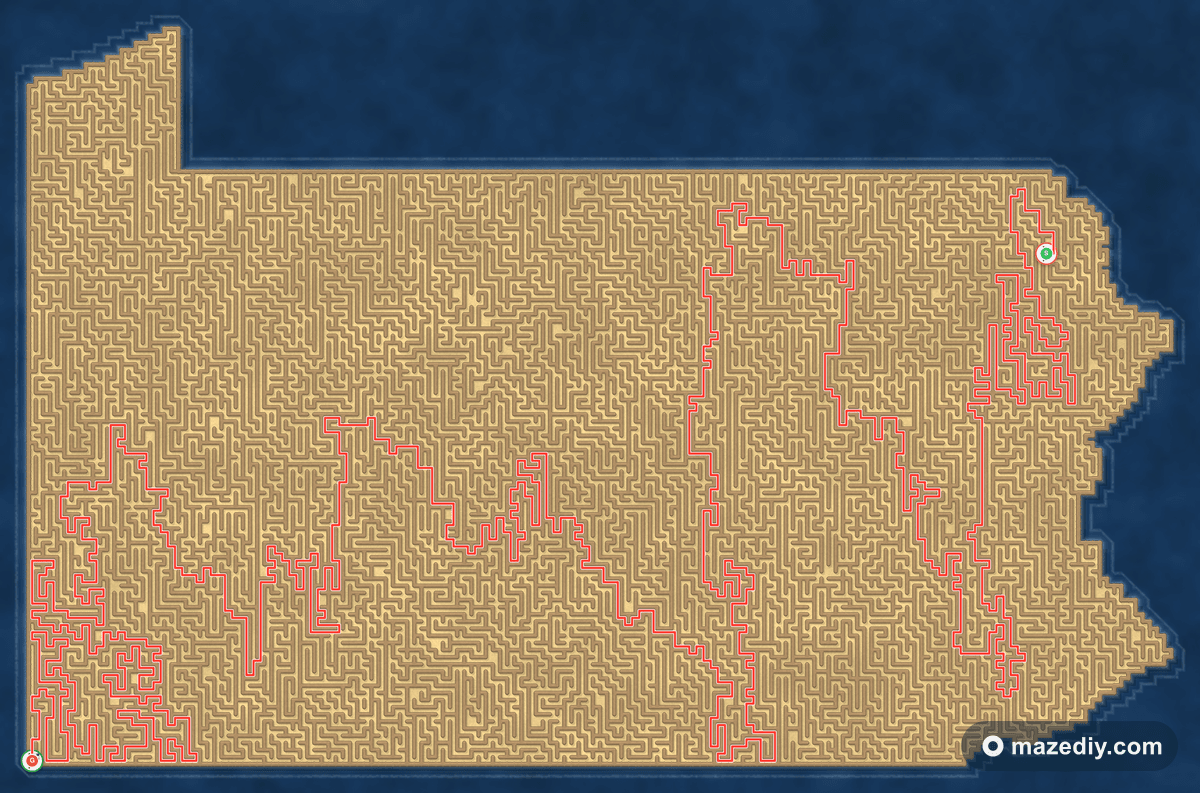 Pennsylvania maze solution path