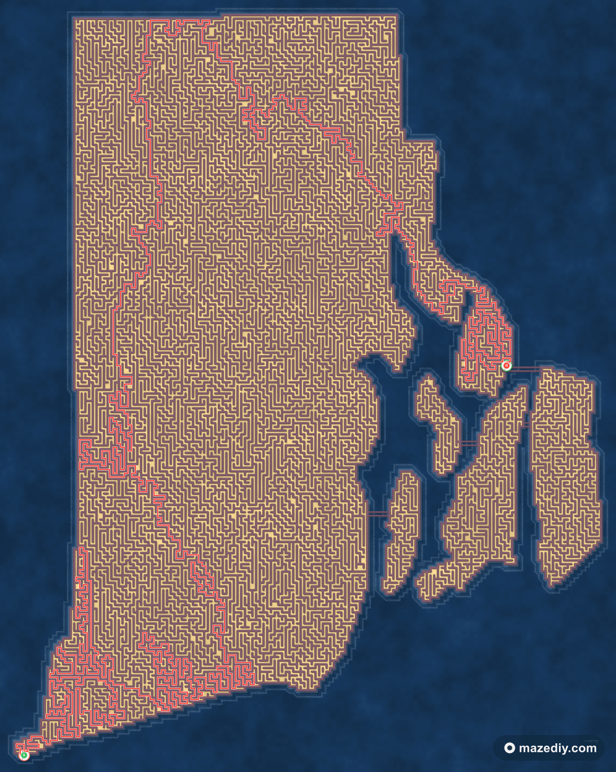 Rhode Island maze solution path
