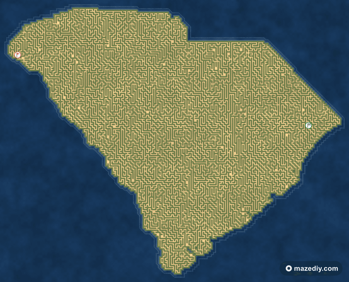 South Carolina shaped maze thumbnail