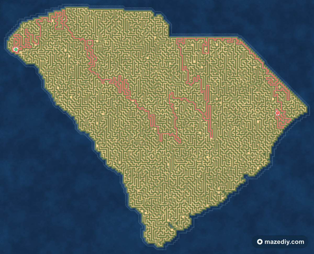 South Carolina maze solution path