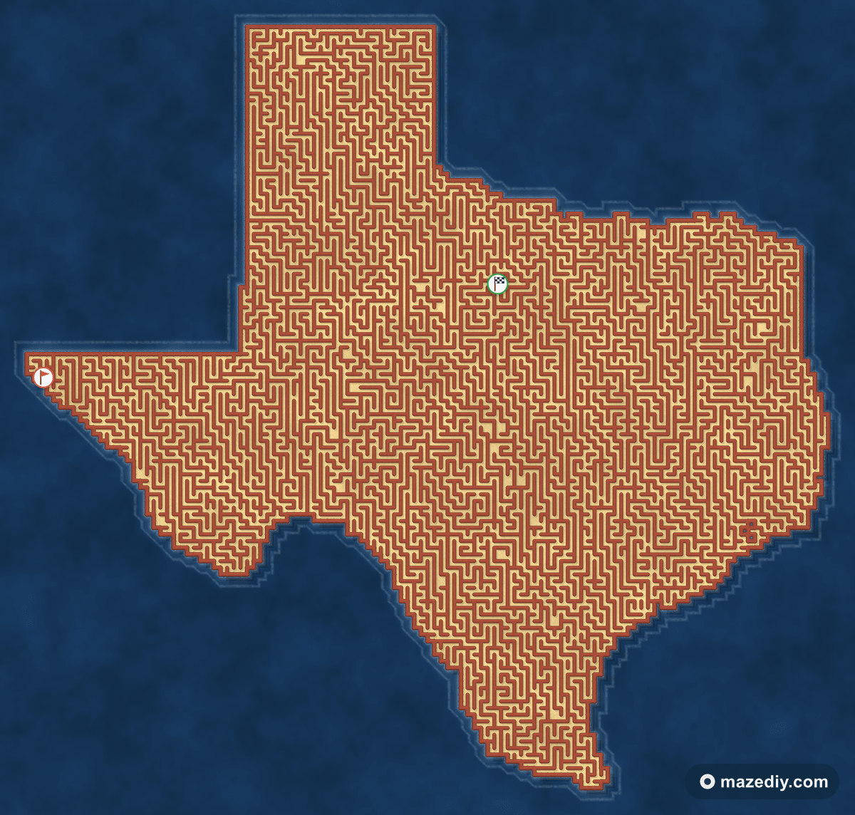 Texas shaped maze thumbnail