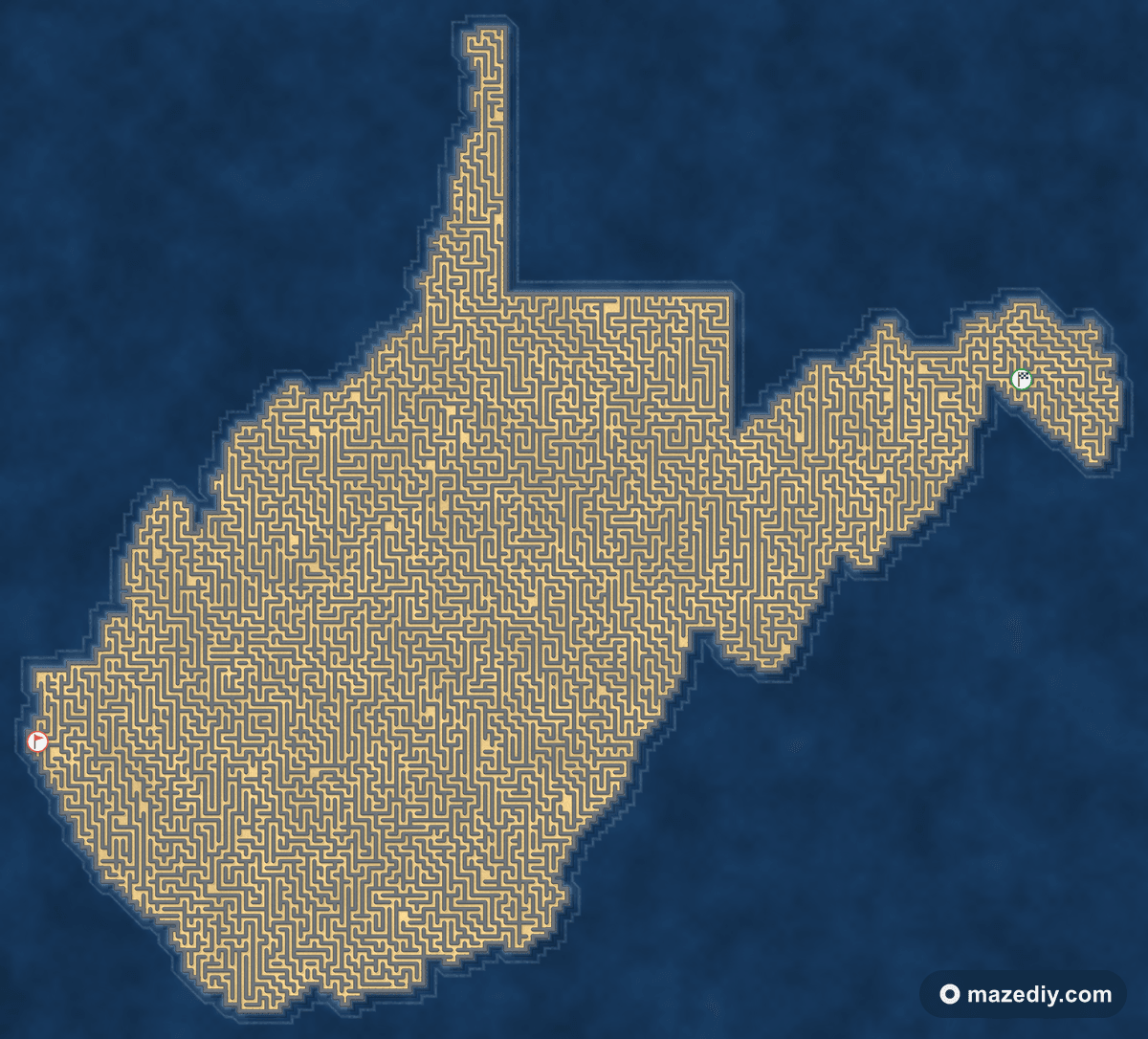 West Virginia shaped maze thumbnail