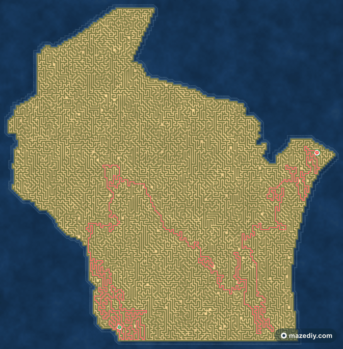 Wisconsin maze solution path